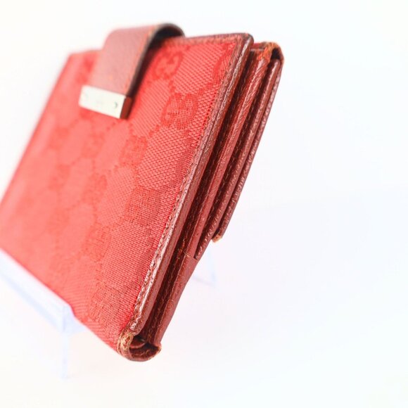 Gucci GG mono Flap Canvas/Leather Red Women Wallet Vintage - Picture 5 of 16